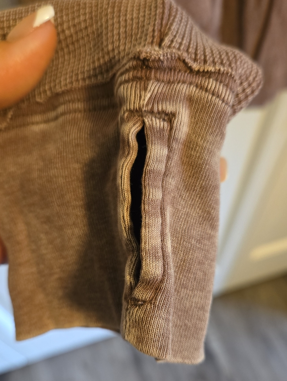 We The Free Washed Brown Long Sleeve Pocket Top - Picture 4 of 5